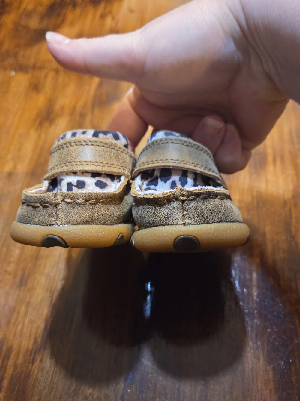 Twisted X Leopard Infant Baby Shoes Size 2M Moc Leather Upper Western Cowboy